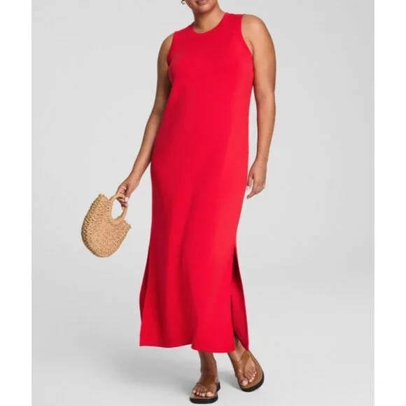 Spanx AirEssentials Sleeveless Maxi Red Long Side Slits Ultra-Soft Sundress 2X - Picture 1 of 14